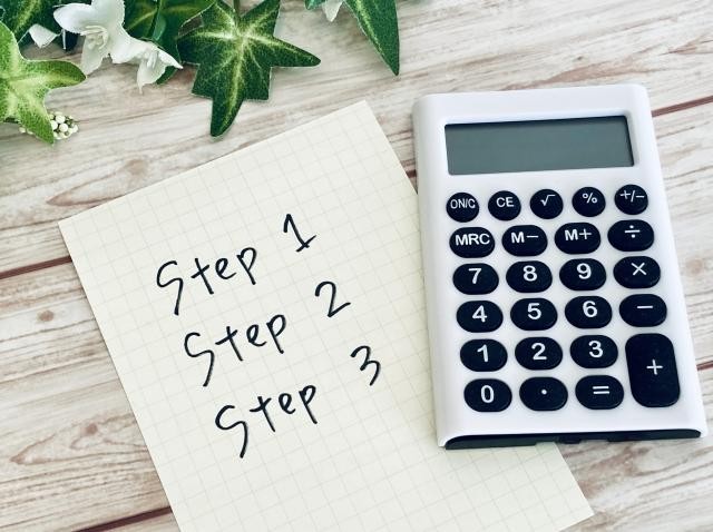 Step1, 2, 3の文字と電卓